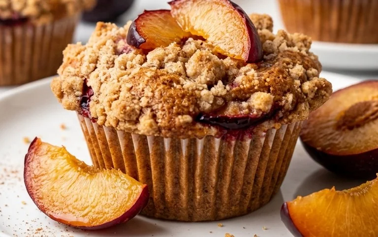 Pflaumen Muffins mit Streuseln und Zimt