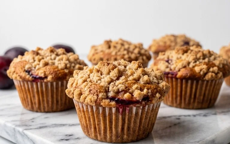 Saftige Pflaumen Muffins mit Streuseln & Zimt