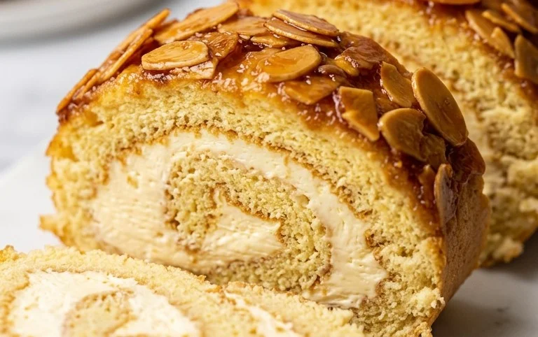 Leckere Bienenstich-Biskuitrolle
