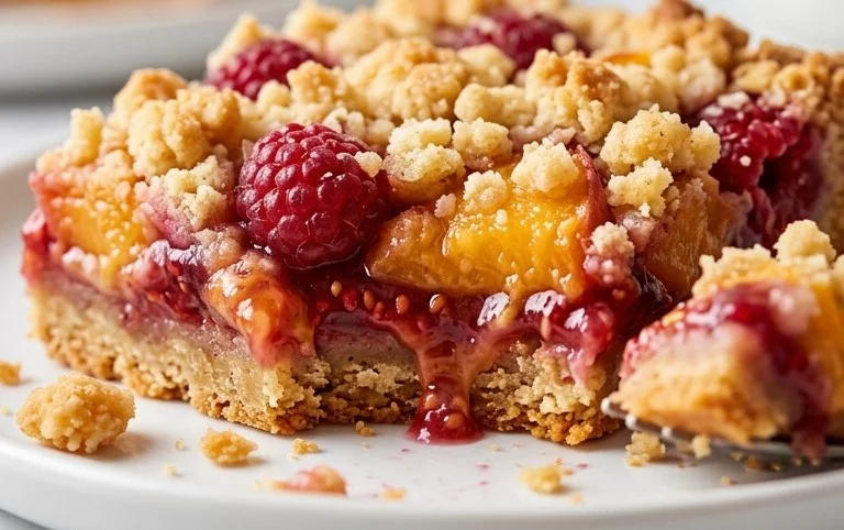 Peach & Raspberry Crumb Bars