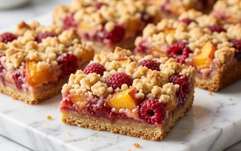 Peach & Raspberry Crumb Bars